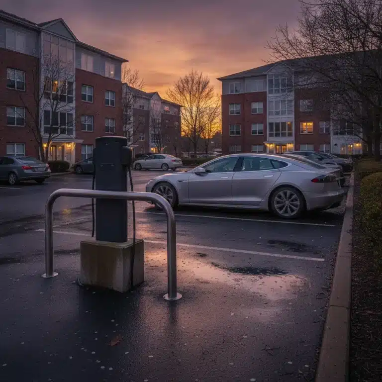 Lire la suite à propos de l’article Borne de recharge copropriété parking extérieur en 2026