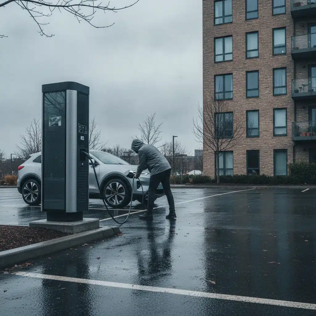 borne recharge copropriété parking extérieur