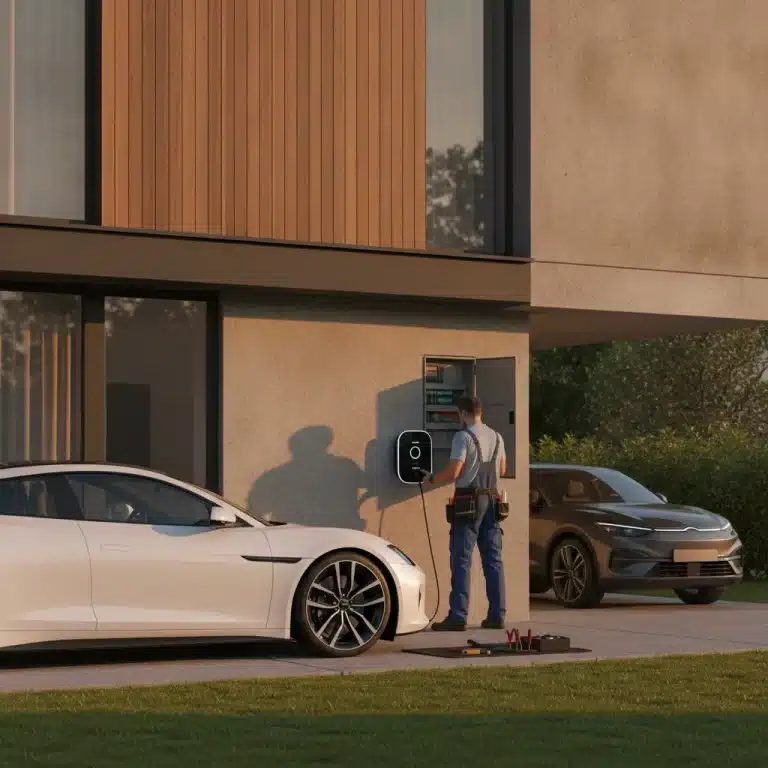 Lire la suite à propos de l’article Borne de recharge triphasé prix – le surcoût réel 2026